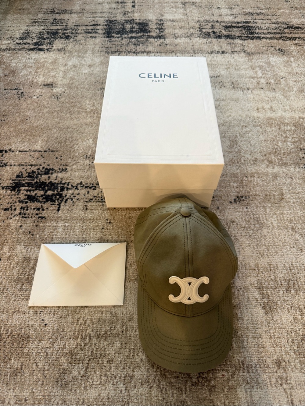 Celine Khaki Triomphe Baseball Cap